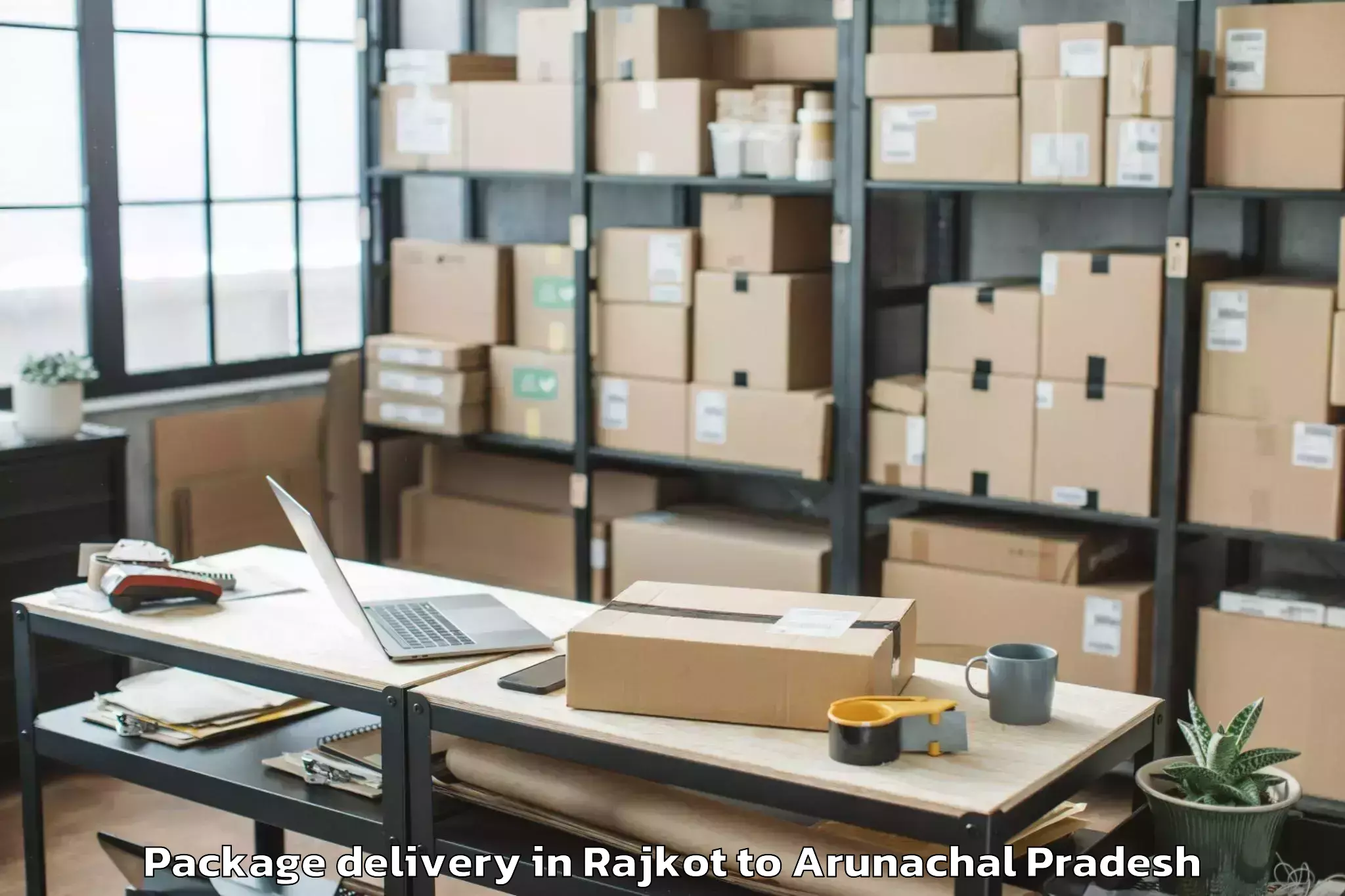 Trusted Rajkot to Wakro Package Delivery